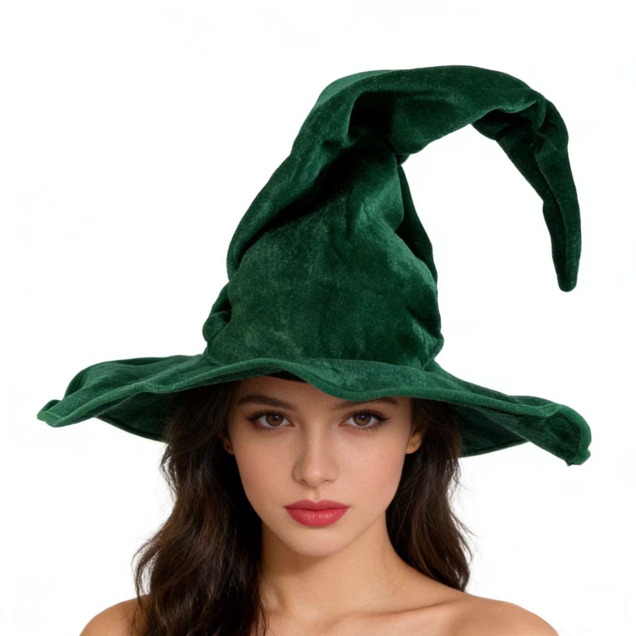 Twistable Plush Pleated Witch Hat for Halloween Party One Size Fits All