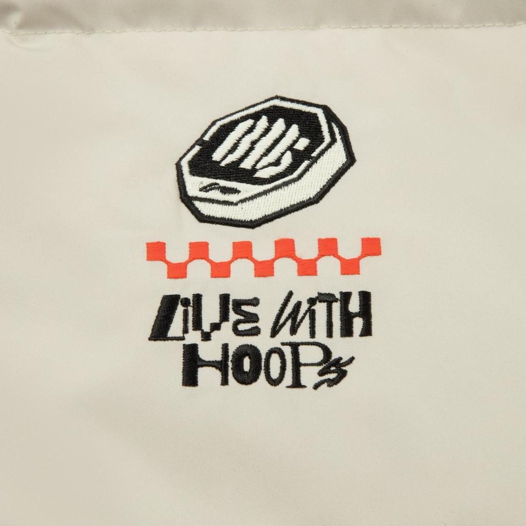 Li Ning Badfive Windproof Water-Resistant Warm Loose Fit Stand Collar Embroidered Down Jacket Men outerwear AYMV129-1