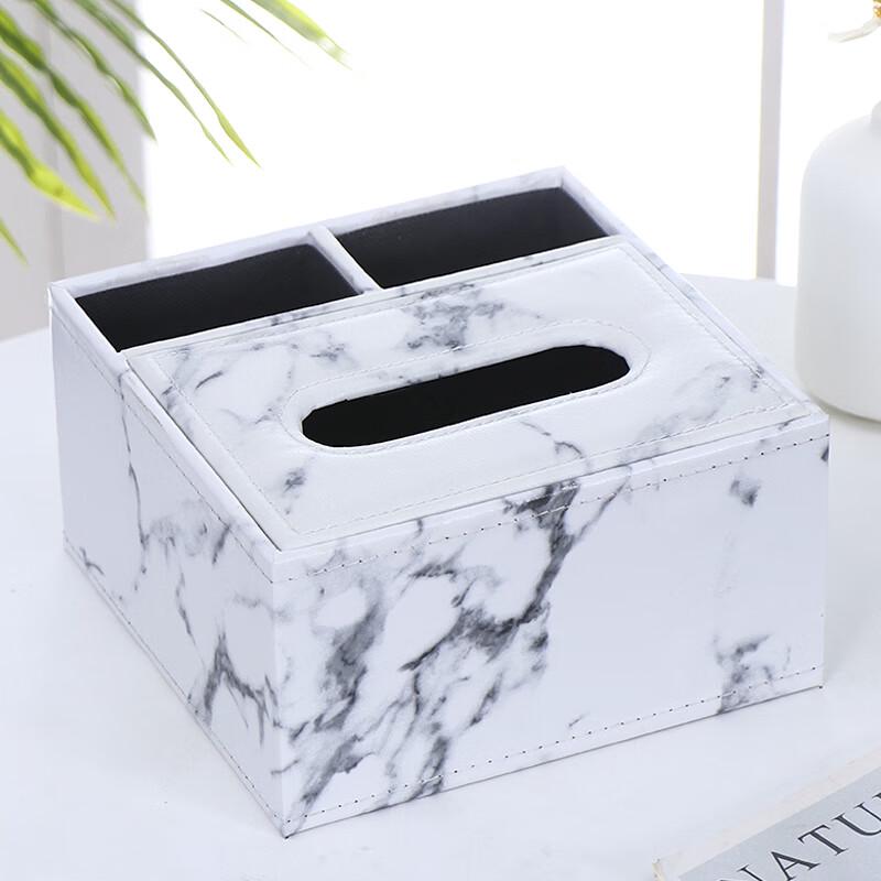 Molona Faux Leather Desktop Organizer with Tissue Box, 2-Pack