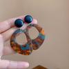 Retro Exaggerated Irregular Geometry Leopard Print Acrylic Pendant Earrings for Women Charm Personality Dangle Earrings Jewelry