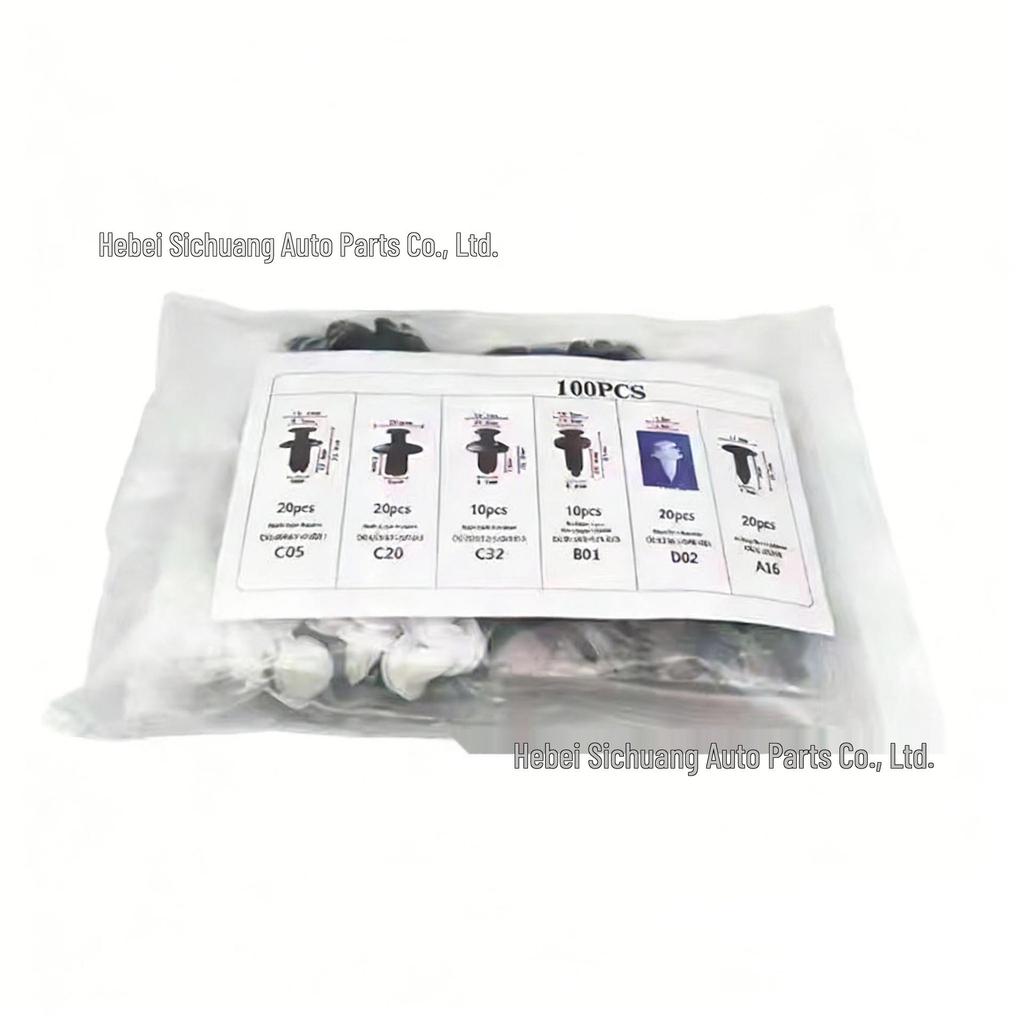 100-Piece Universal Nylon Auto Clips Set: 6 Types for Bumper Retainers