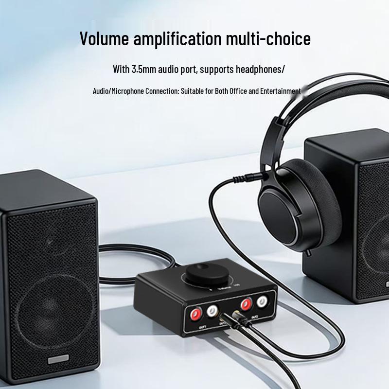 3.5mm RCA Audio Amplifier & AV Switcher for Headphones, Phones, Computers, Speakers