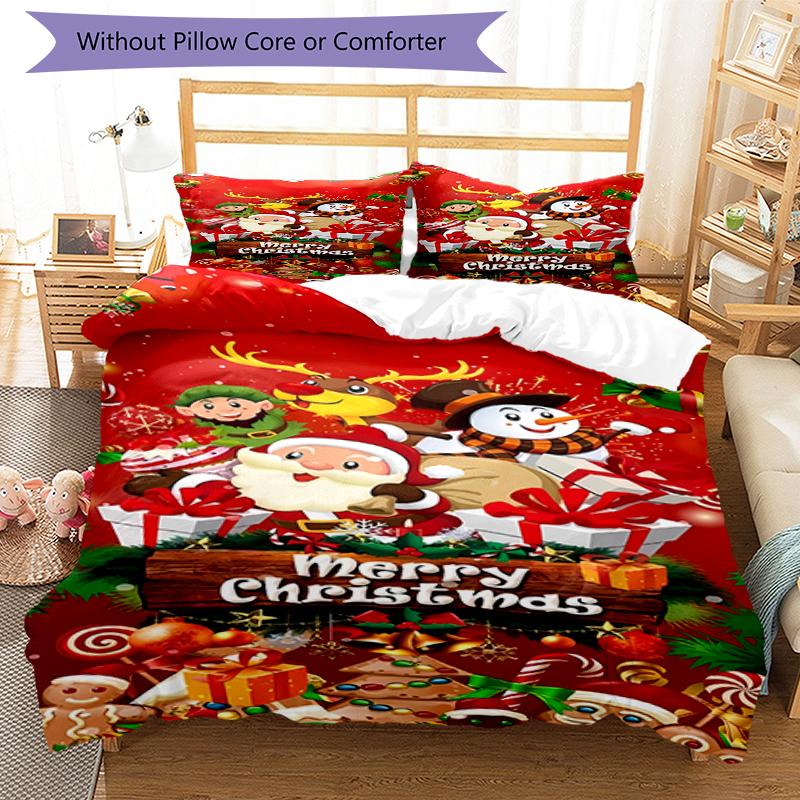 3pcs Christmas Bedding Set Duvet Cover Closure Includes 1 Duvet Cover & 2 Pillowcases, Soft and Comfortable for All Seasons.