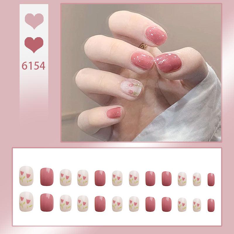 24Pcs Purple Bunny Design Full Coverage Press On Nails Artificial Removable Fake Nail Art Acrylic False Nails Finished