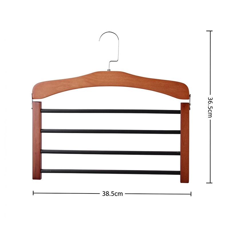 Solid Wood Multifunctional Multi-Tier Trouser Rack Household Wooden Coat Rack Towel Scarf Tie Storage Rack Flocking Non-Marking