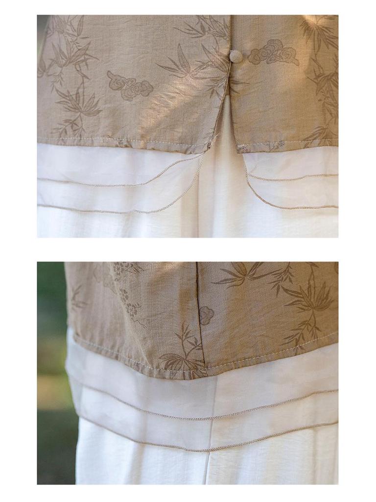 Summer Mid-Sleeve Chinese Style Blouse for Middle-Aged Women - Elegant and Lightweight