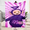 Purple Teletubby Party Blanket Durable Comfort Perfect for Bed Seaside Picnics All-Season Use Digital Print Gifts For Family Or Friends