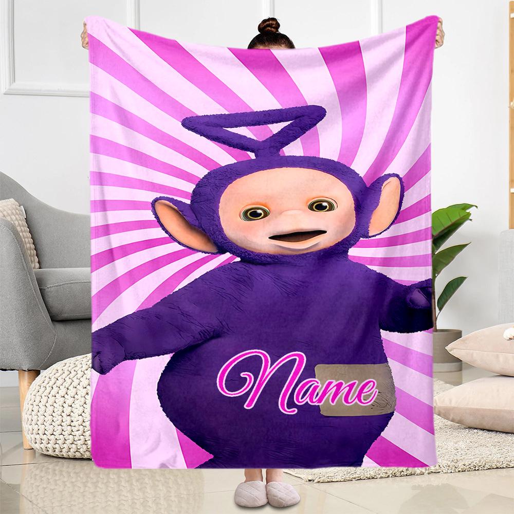 Purple Teletubby Party Blanket Durable Comfort Perfect for Bed Seaside Picnics All-Season Use Digital Print Gifts For Family Or Friends