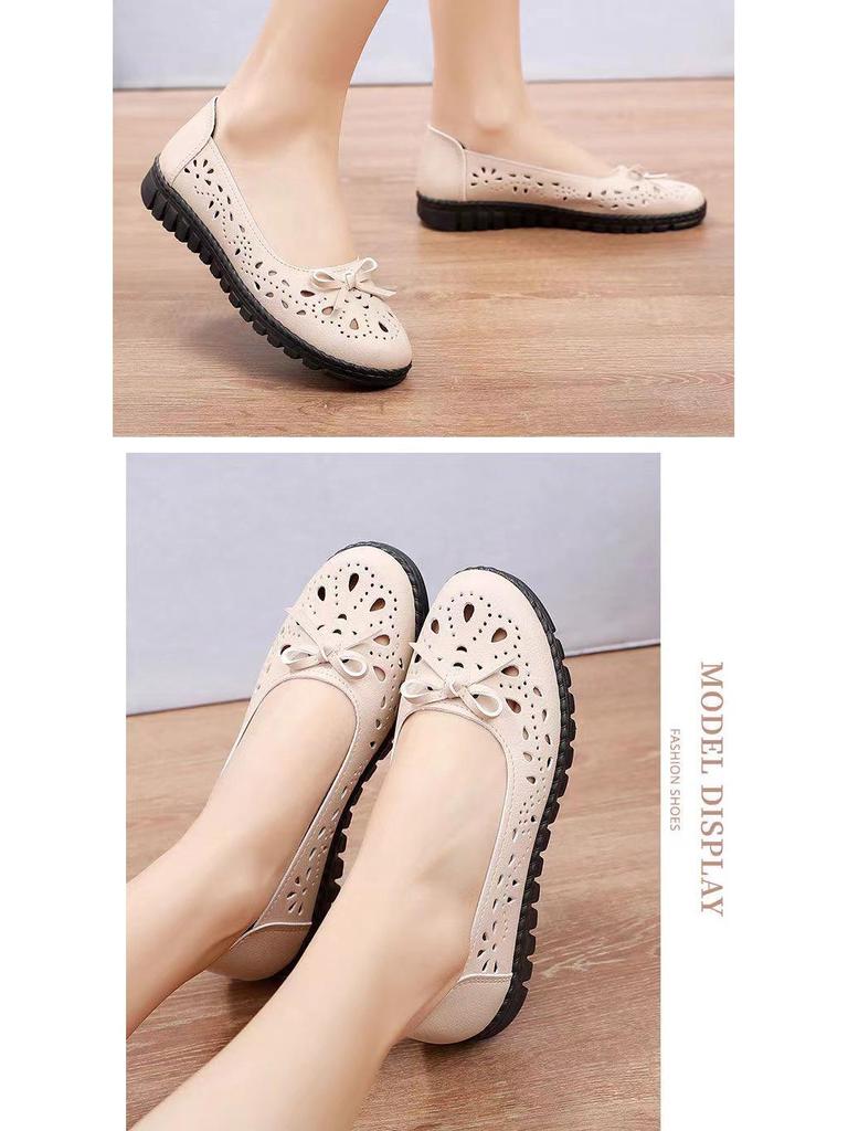 Sandales en Cuir Respirantes: Chaussures plates antidérapantes pour femmes d'âge moyen et âgées