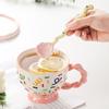 Ceramic Long-handled Coffee Spoon Household Dessert Spoon Cute Ins Wind Stirring Spoon  Macaron Ice Cream Tool Tableware