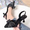 New Summer Rhinestone Bow High Heels - Women’s Pointed Toe Stiletto Dress Sandals