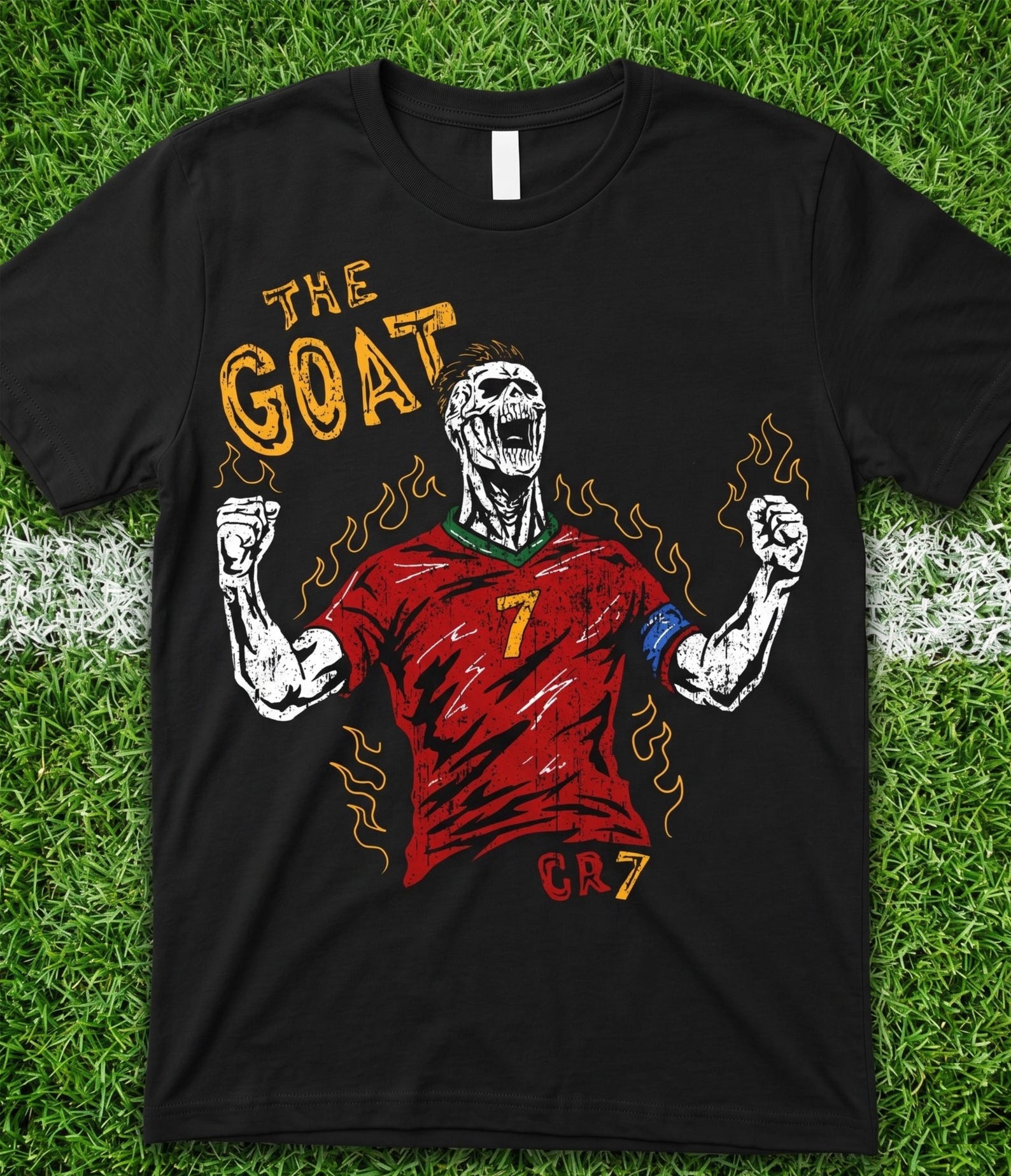 CR7 The GOAT graphic tee, hand-drawn art, Unisex t-shirt S