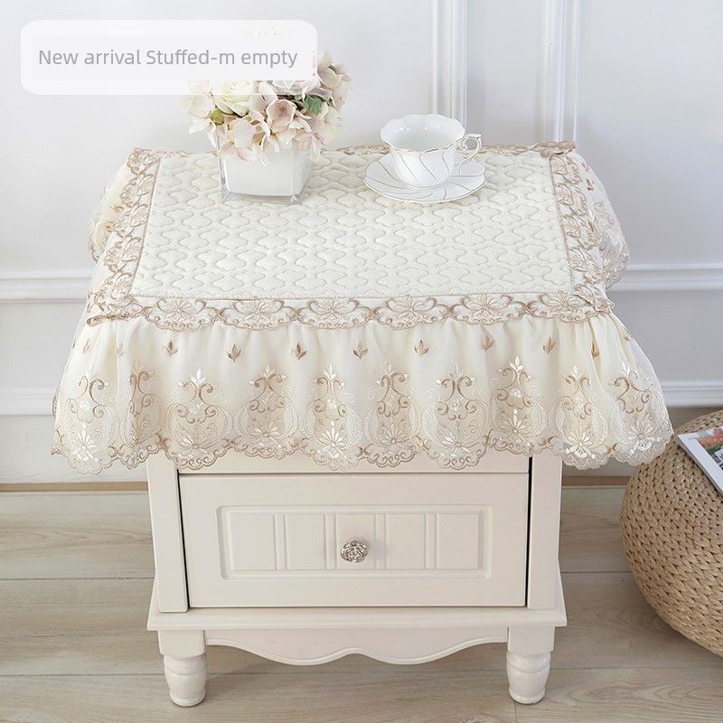 

Кружевной чехол для тумбочки, тканевый чехол, чехол, многоцелевой чехол для холодильника, чехол-полотенце для спальни, простой и современный, тканевое изделие, пылезащитный чехол Beige White 40*45 (one)