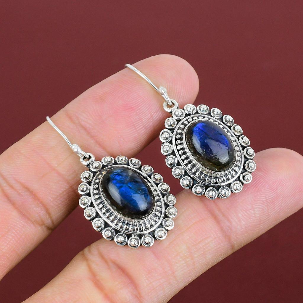 Labradorite Earring 925 Sterling Silver Earrings Natural Gemstone Earring Beautiful Vintage Jewelry Handmade Brand New Earring Gifts For Mom