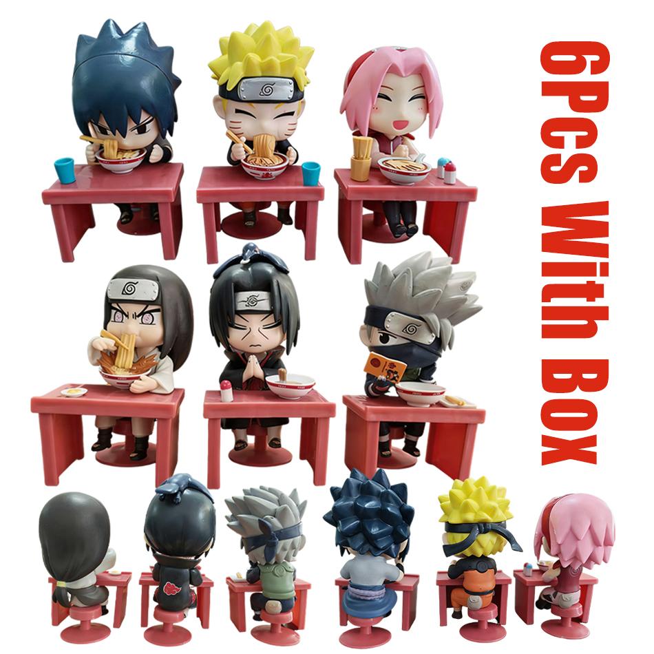 Naruto Shippuden Ramen Theme Series - Chibi Mini PVC Anime Figures - Sasuke Uchiha & Naruto Toy Gifts