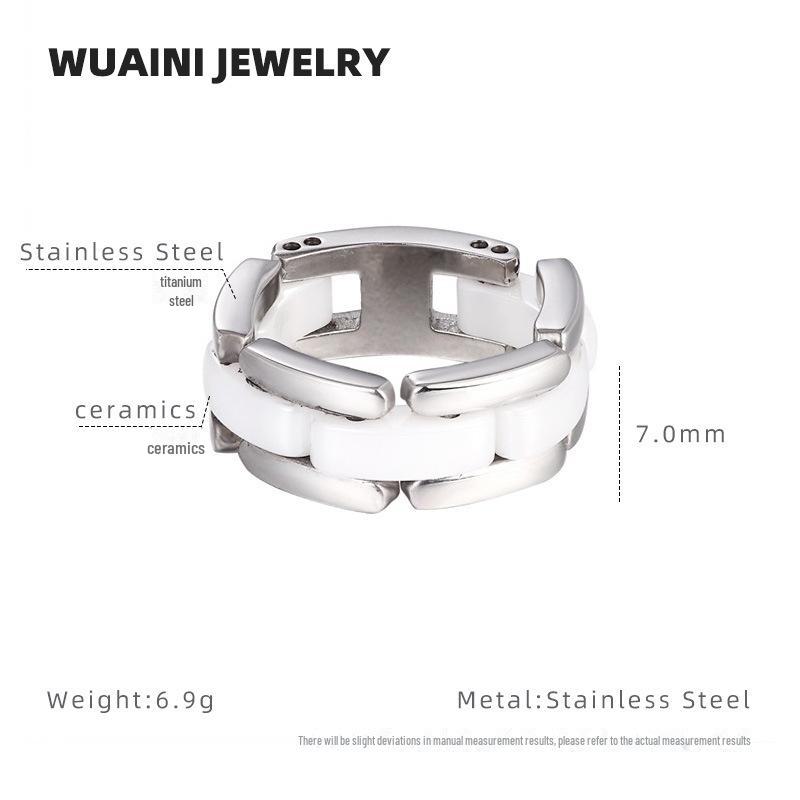 

Парные кольца из керамики и титановой стали в корейском стиле — унисекс, европейский и американский дизайн Size 8