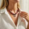 Vintage Star Stainless Steel Beaded Choker Necklace for Women Dainty Stone Pendant Chain Party Fashion Jewelry Gift