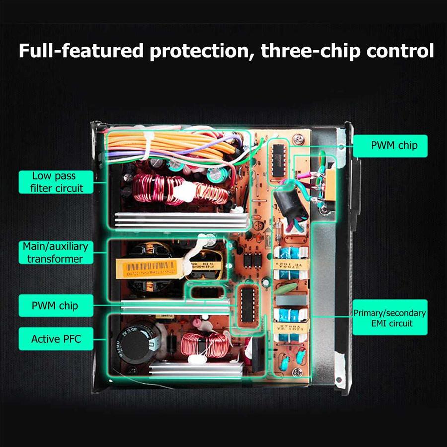 900W Power Supply 12cm Multicolor LED Fan 24 Pin PCI SATA 12V Computer Power Supply