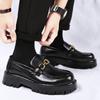 Spring and Autumn Leather Shoes Size Youth Big Head Leather Shoes Platform Casual Shoes