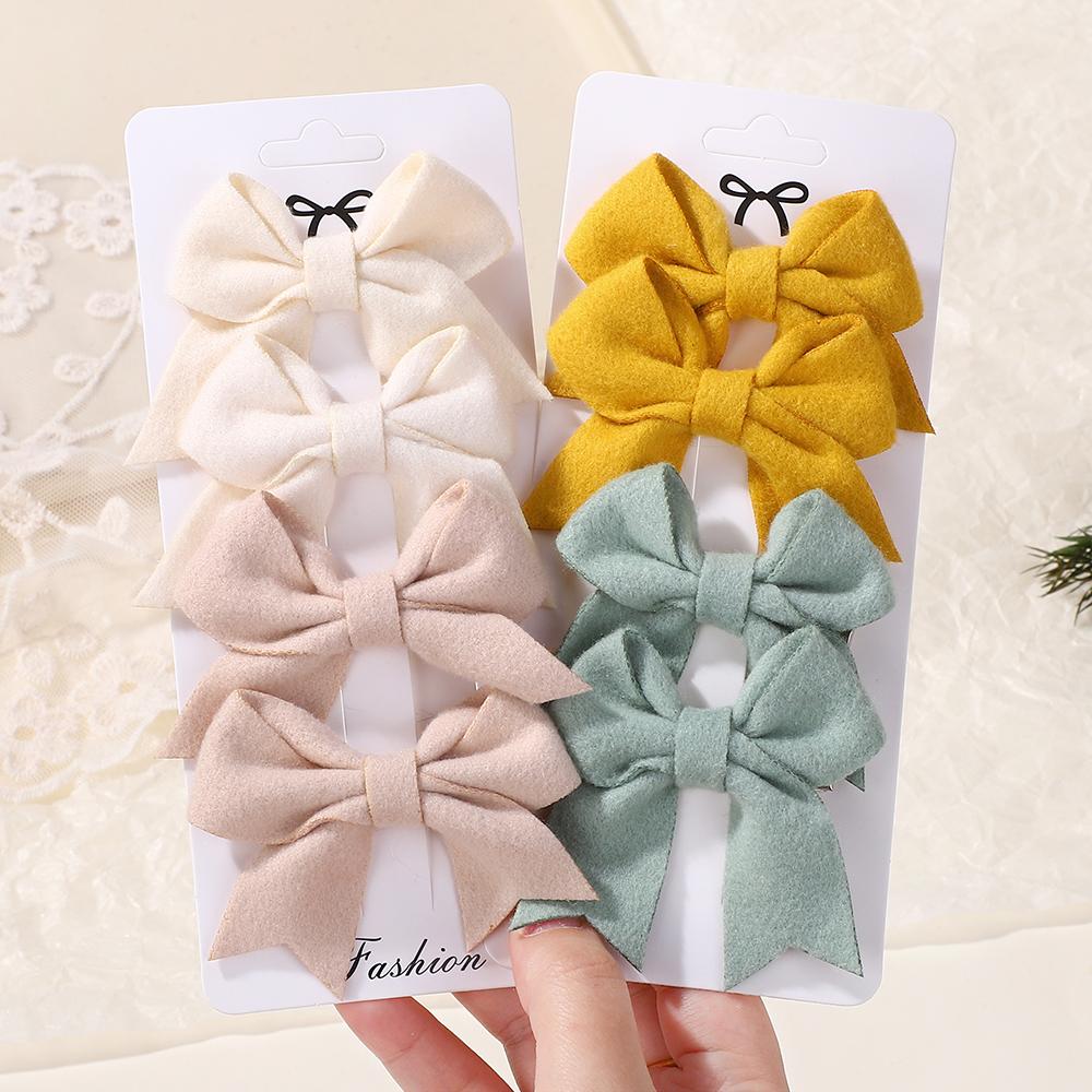 LOVEKIKI 4Pcs/lot 2.75inch Bowknot Hairgripes for Girls Lovely Hairbangs Hairclip Cute Baby Boutique Kids Hair Accessories