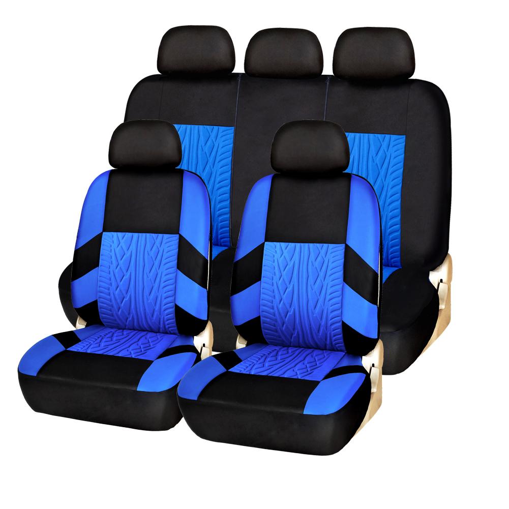 AUTO HIGH Universal Embroidery Car Seat Covers Full Set Polyester Fit Most Cars Truck SUV Van Front Rear Protector