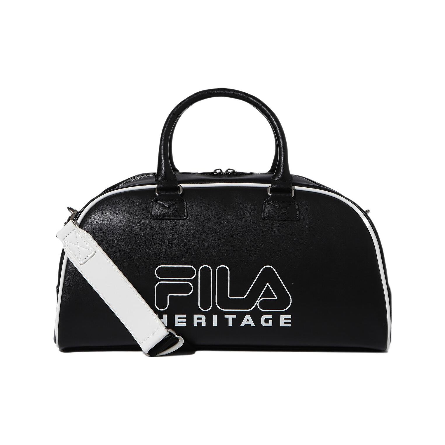 Fila Sports Leisure Large Capacity Logo Zipper Nylon Shoulder Crossbody Tote Gym Bag Small Unisex bags Black FS3BSF6301XBLK One Size