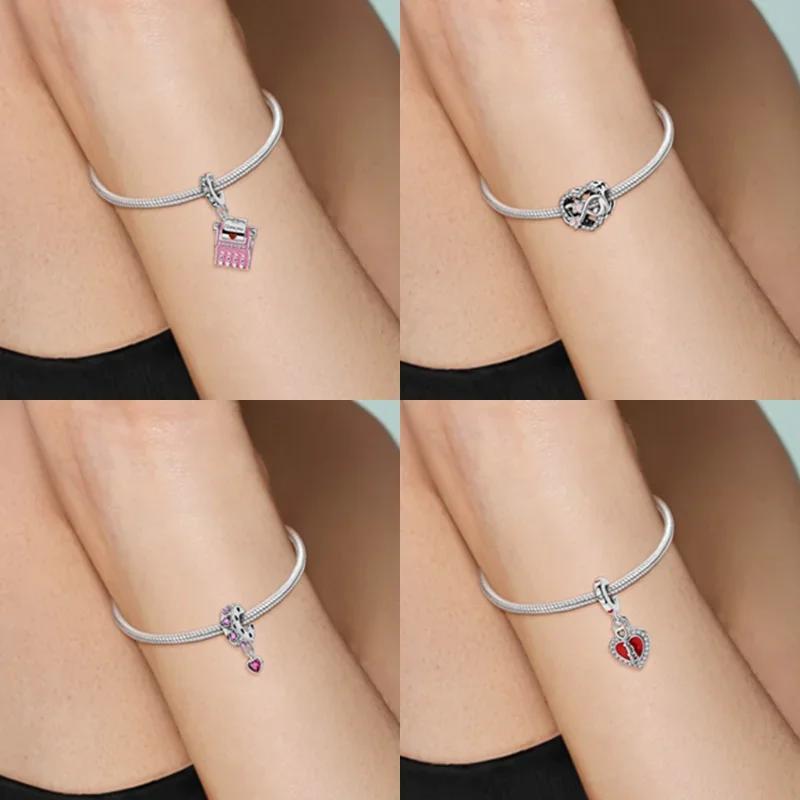 Copper Romantic Couple Love Heart Beads Valentine'S Day Charms Bead Fit Original Bracelets Fine Diy Jewelryfor Women Gift