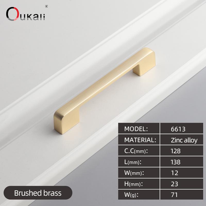 Oukali  New Design Zinc Alloy Pulls 96 128 192mm Home Furniture Hardware Kitchen Cabinet Dresser Drawer Door Pull Handles