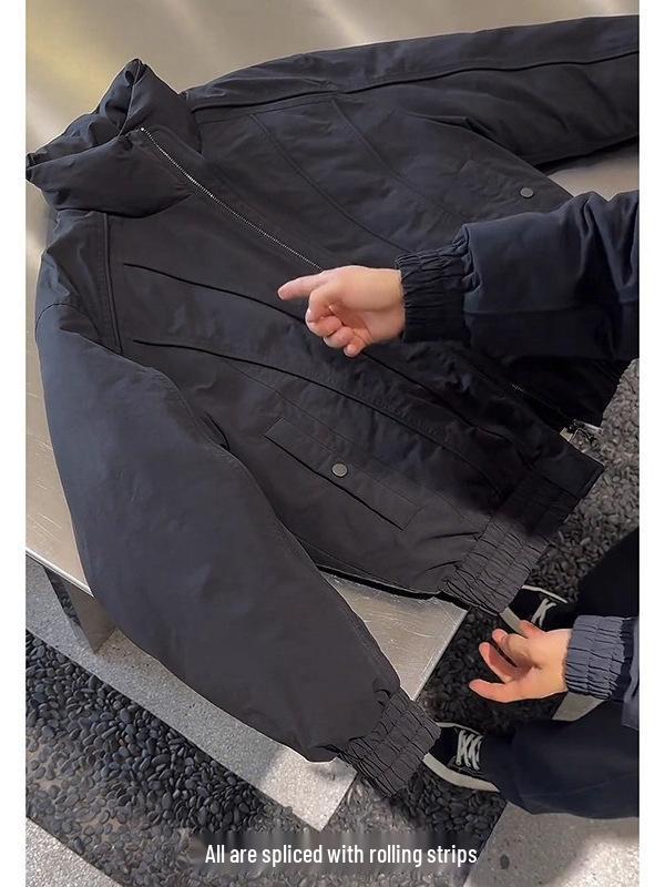 Men's Retro Stand Collar Winter Cotton Jacket - Thick Padded Coat
