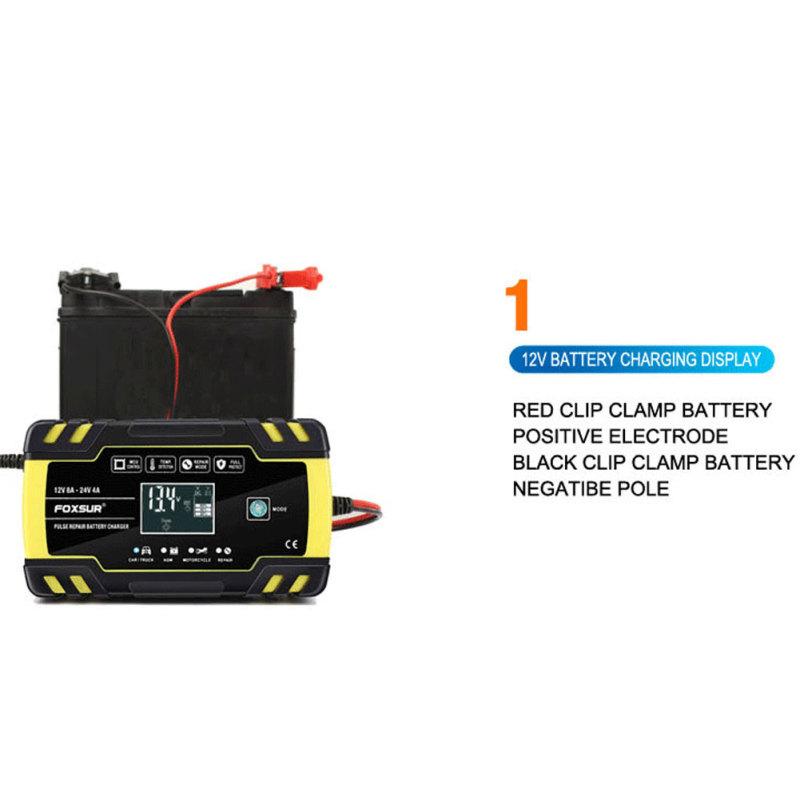 12V 8A / 24V 4A Car Battery Charger 3 Stages Automatic Charging For Truck Motorcycle Lead Acid