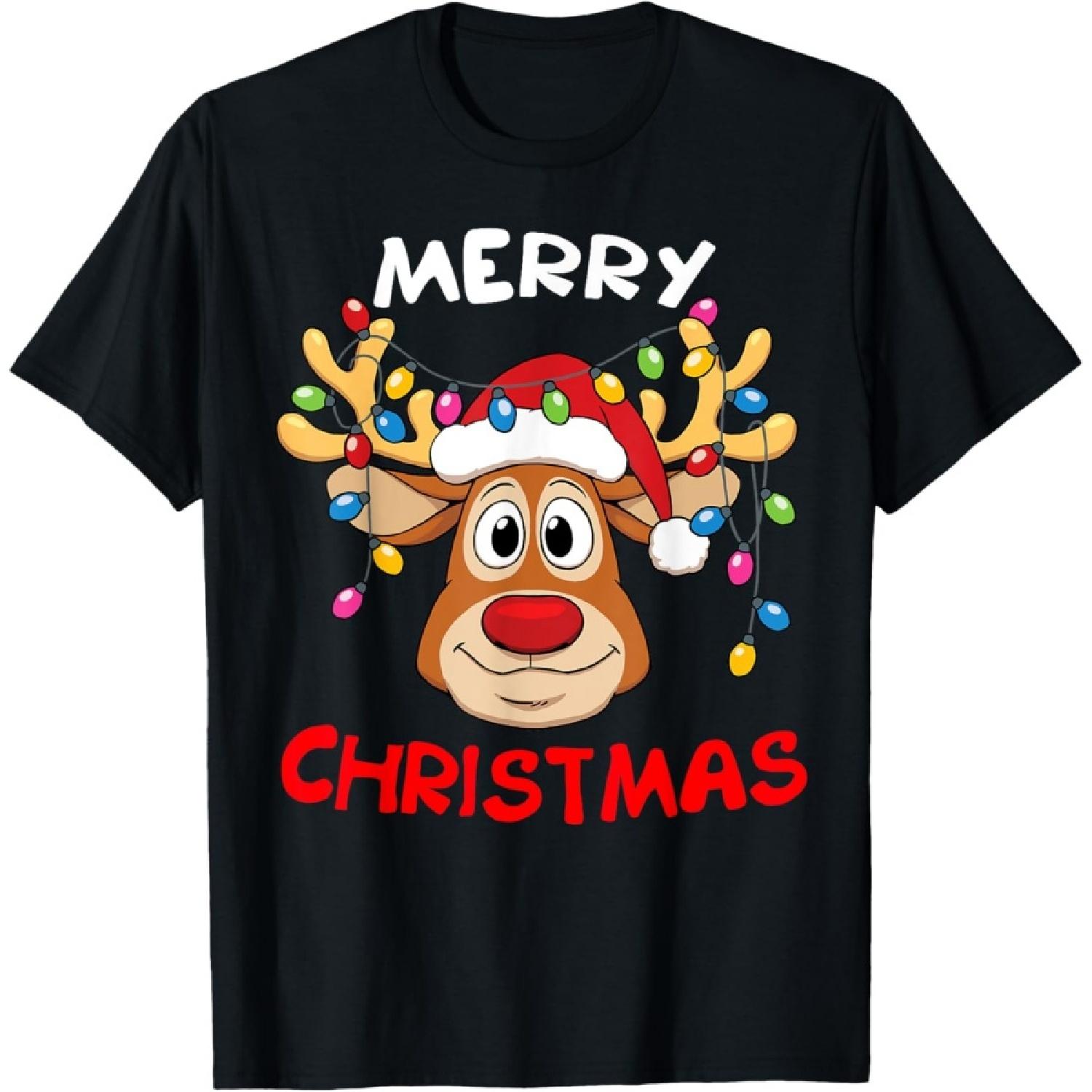

Merry Christmas Reindeer Xmas Family Men Women T-Shirt XXXXXL чорний