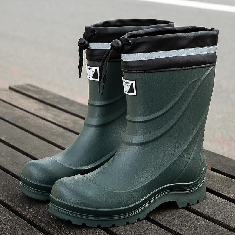 Fashion Bundle Rain Shoes New Short Tube Non-slip Medium Tube Rain Shoes Short Water Shoes Velvet Outdoor Work Rubber Shoes Batch