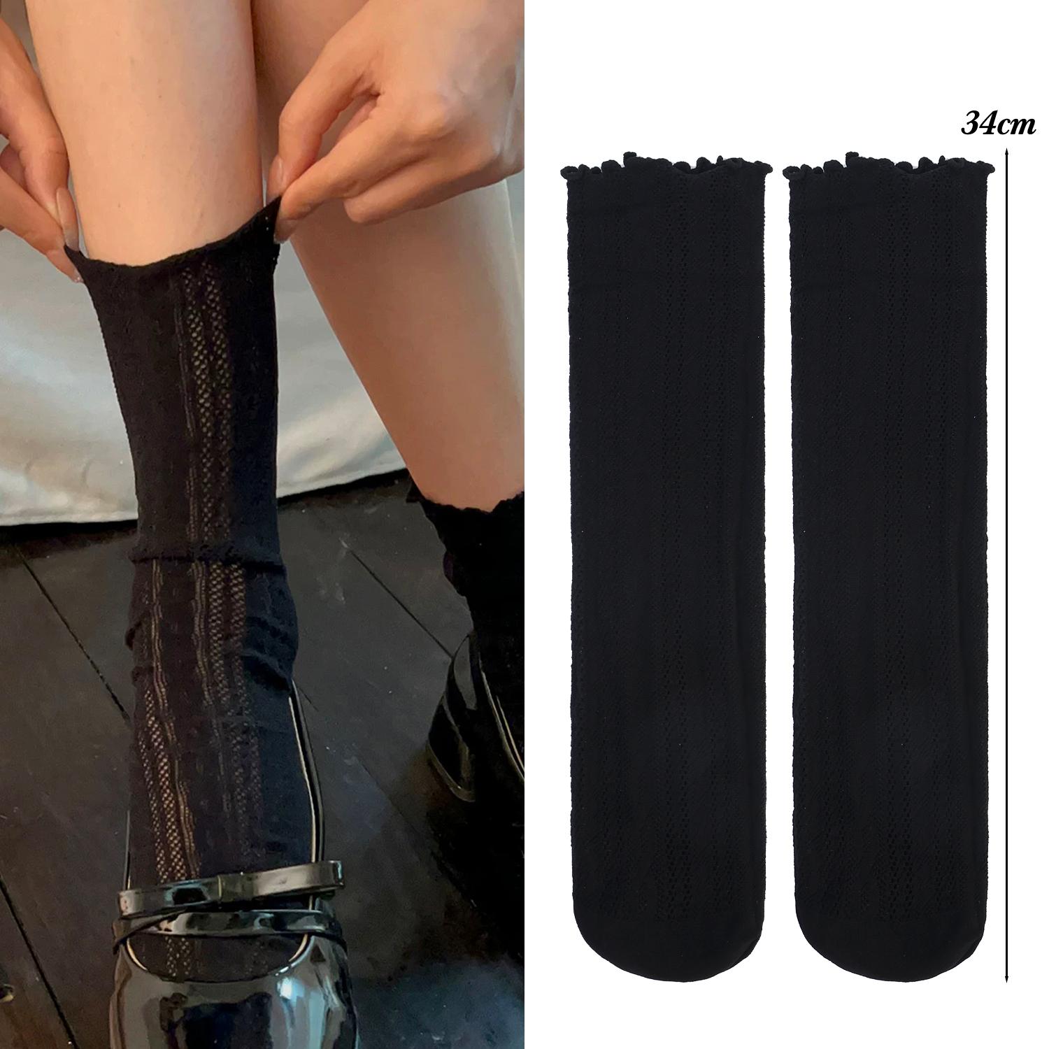 

2026 Fashion Women s Sweet Lace Summer Socks Japanese Vintage Hollow Out Mesh Soft Lolita Kawaii Sockings High Quality Sockings One Size