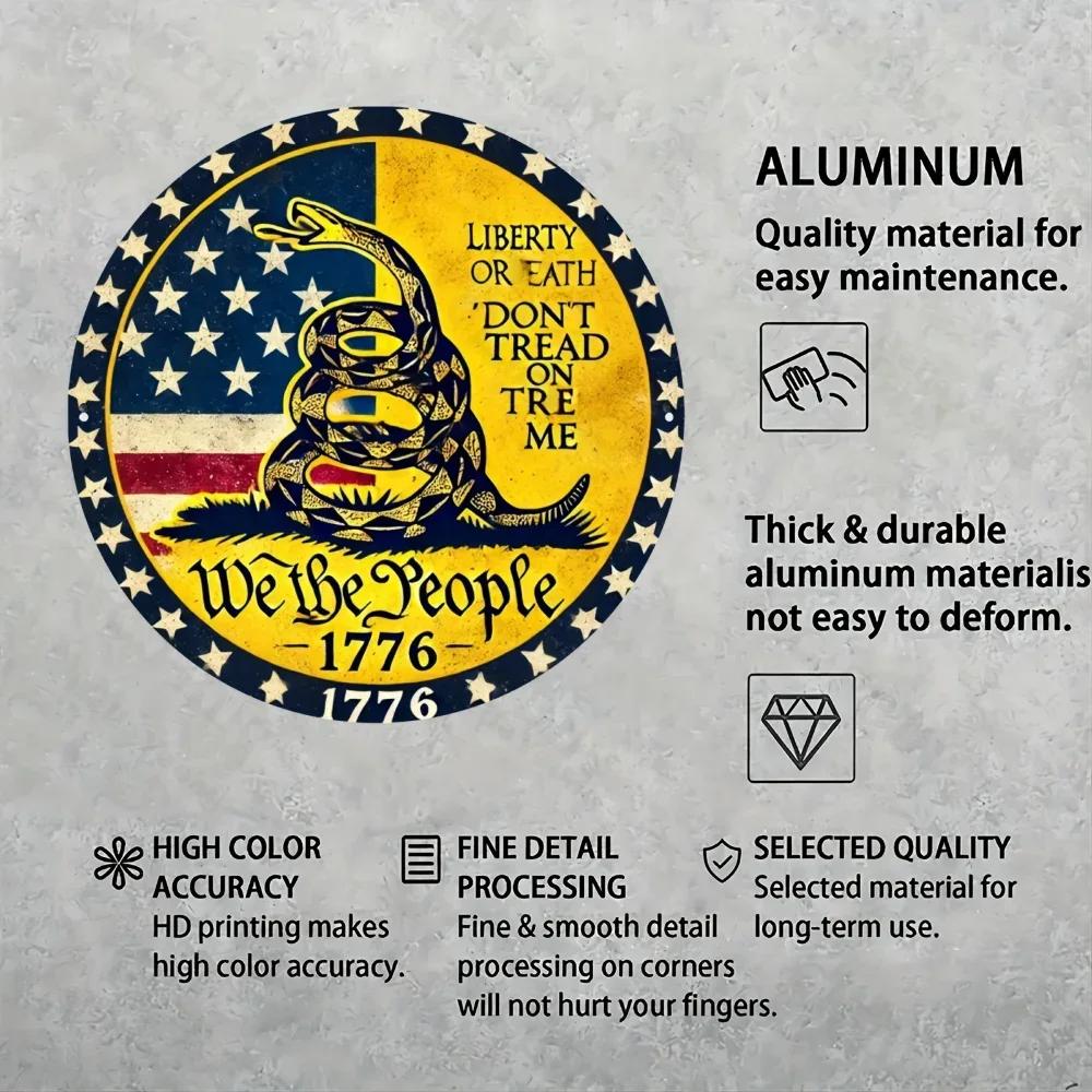 1776 Nie depcz na mnie Okrągły metalowy znak. Aluminiowa dekoracja ścienna do domu, biura, salonu, baru, kawiarni, do użytku wewnątrz i na zewnątrz, trwały prezent.