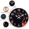 Black Cat with Fiery Eyes Wall Clock - Mysterious Felis Catus Design Round Timepiece, Dark Themed Home Decor, Silent Quartz Cloc
