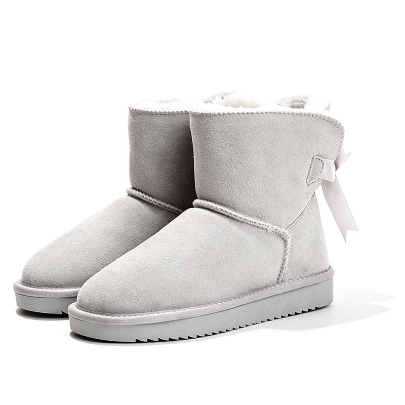 Neue Mode Damen Warme Schneestiefel Winterstiefel 100% Echtes Rindsleder Damen Stiefel Knöchelschuhe Größe 35-44