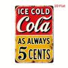 Vintage Cola Metal Sign  Retro 5Cent Price Tag Design In Red Yellow Black  HeavyDuty Iron Construction  Wall Decor for