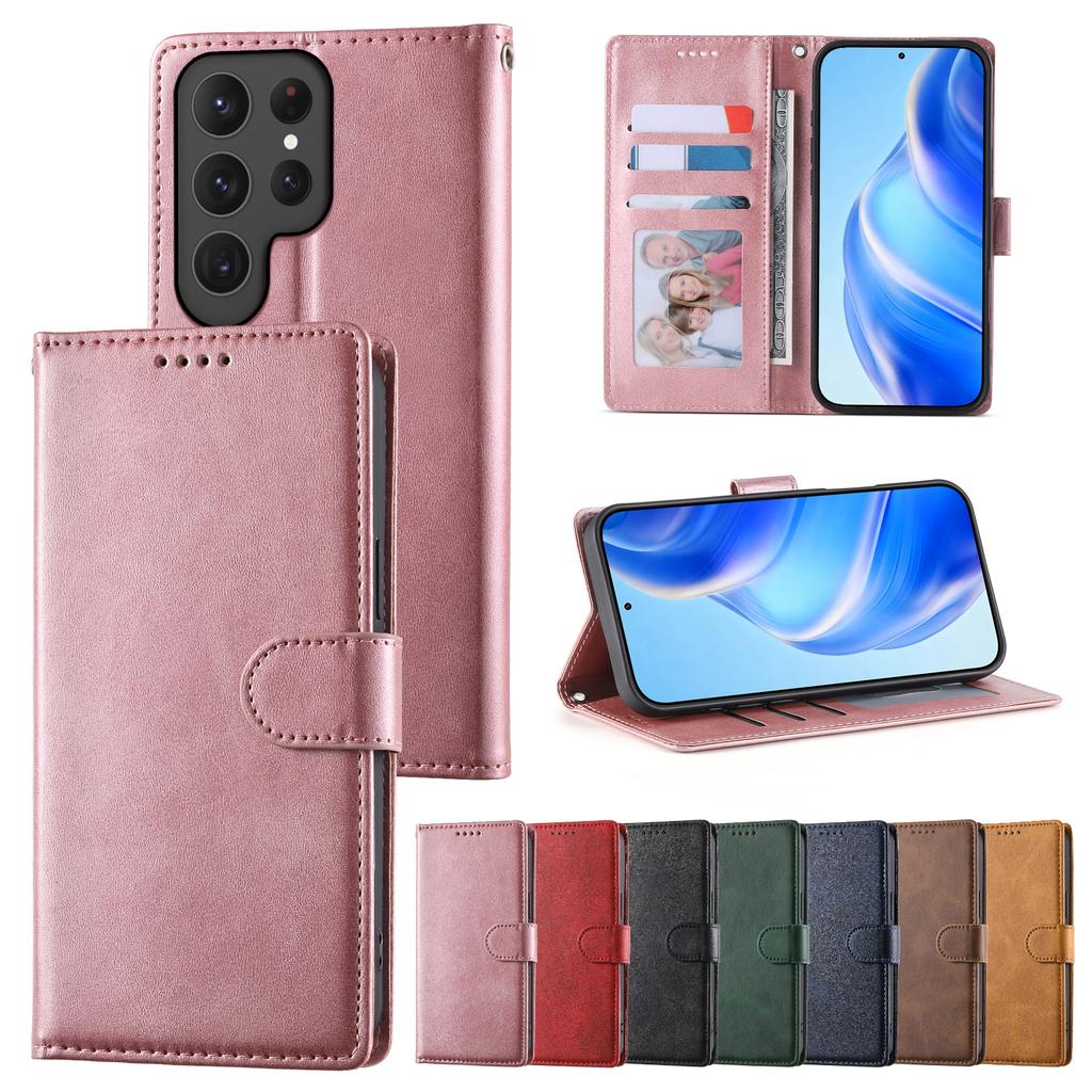 Business Magnetic Cards Solt Wallet Flip Case For Samsung S25 Ultra S24 Plus S23 S22 A16 Leather Wallet Stand Book Pocket Cover