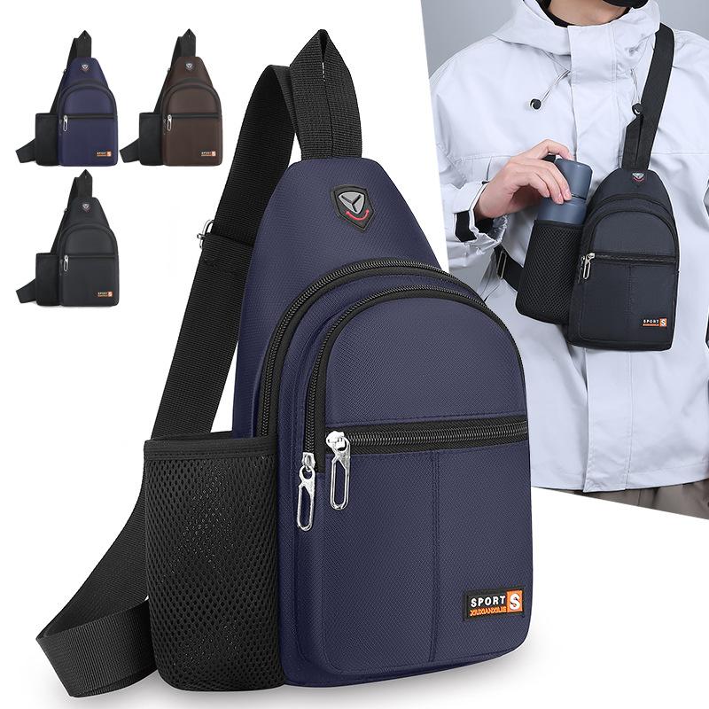 New Waterproof Crossbody Bag, Fashionable Chest Bag, Multifunctional Casual Single Shoulder Water Cup, Men'S Backpack For Travel