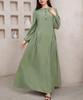 2025 Ethnic Style Muslim Long-Sleeved Robe - Solid Color, Loose Fit Dubai Dress for Women