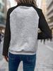 Women's Autumn/Winter 2026 Color Block Polo Collar Hoodie - Casual Simple Style Pullover