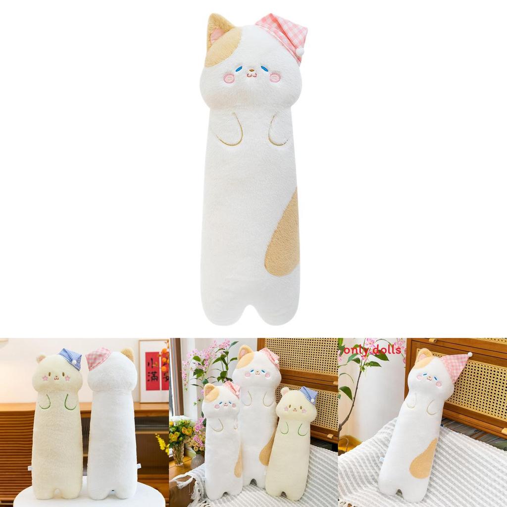 Plush Star Cat Long Animal Pillow With Sleepcap Design For Girls Sleep Relaxation Bedside Support