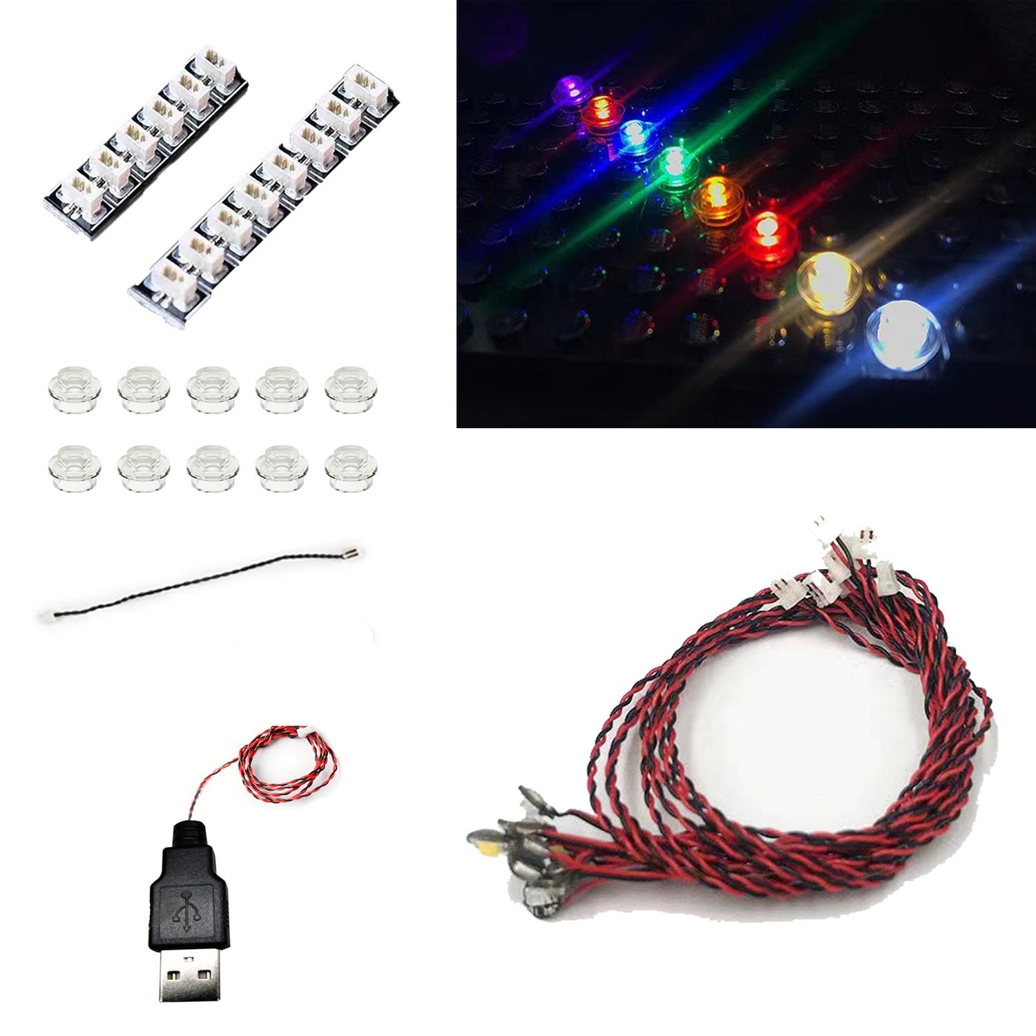 10 PCS Colorful LED Lighting Kit, DIY building block lighting, Compatible with Lego Building Blocks Models,light up your build теплый белый