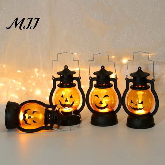 LED Pumpkin Lamp Halloween Lantern with Light,Portable Retro Horse Funny Decoration Faces, Safe Flame-Free for Indoor Outdoor Party Use Jack-O-Lantern