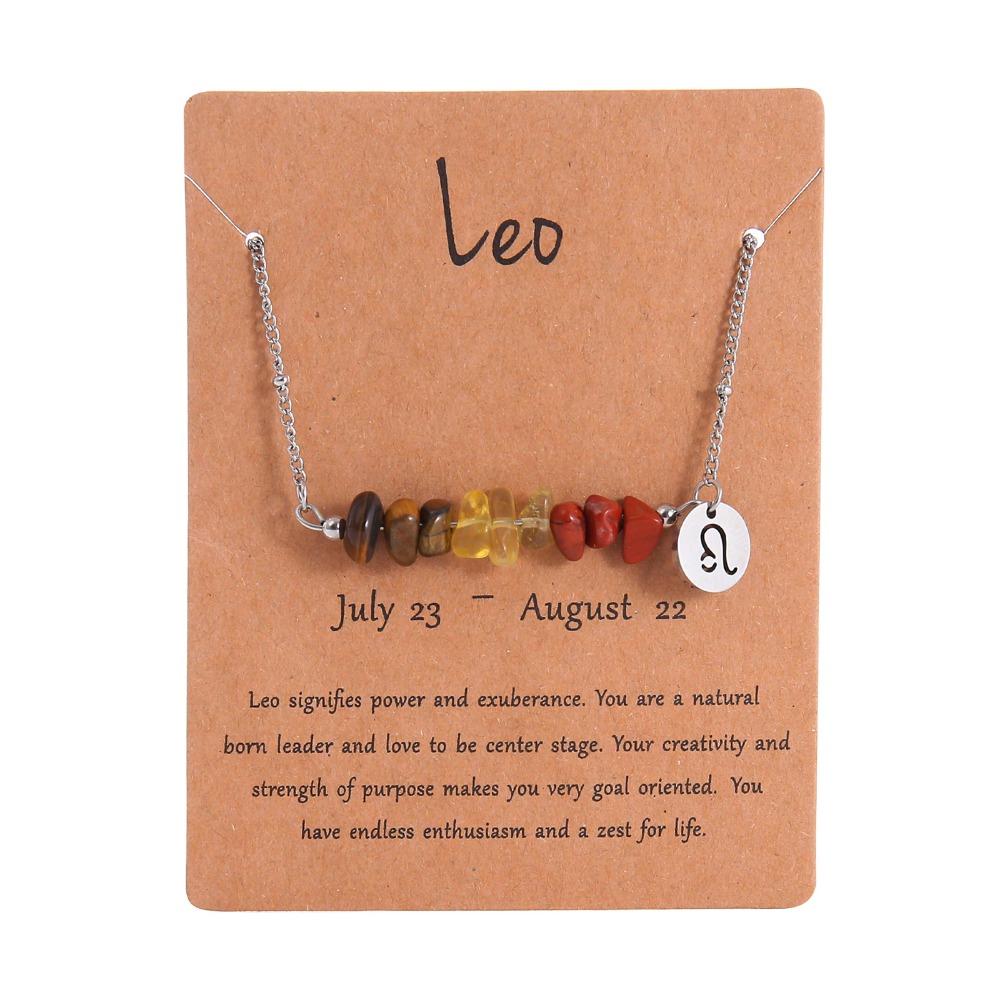 Natural Crushed Stone Natural Stone Beaded Choker Hand Braid Constellation Charm  Female Jewelry