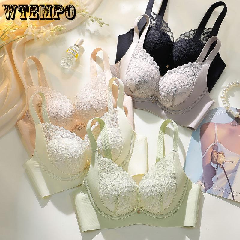 

Gather Bra Women s Breathable Hole Cup Push Up Lace Adjustable Bra 34/75A зелений