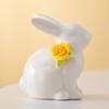 Påskkeramikkaninfigur Mini Blomma Kaninstaty Vår Påsk Hem Kontor Semesterfest Dekoration Prydnad