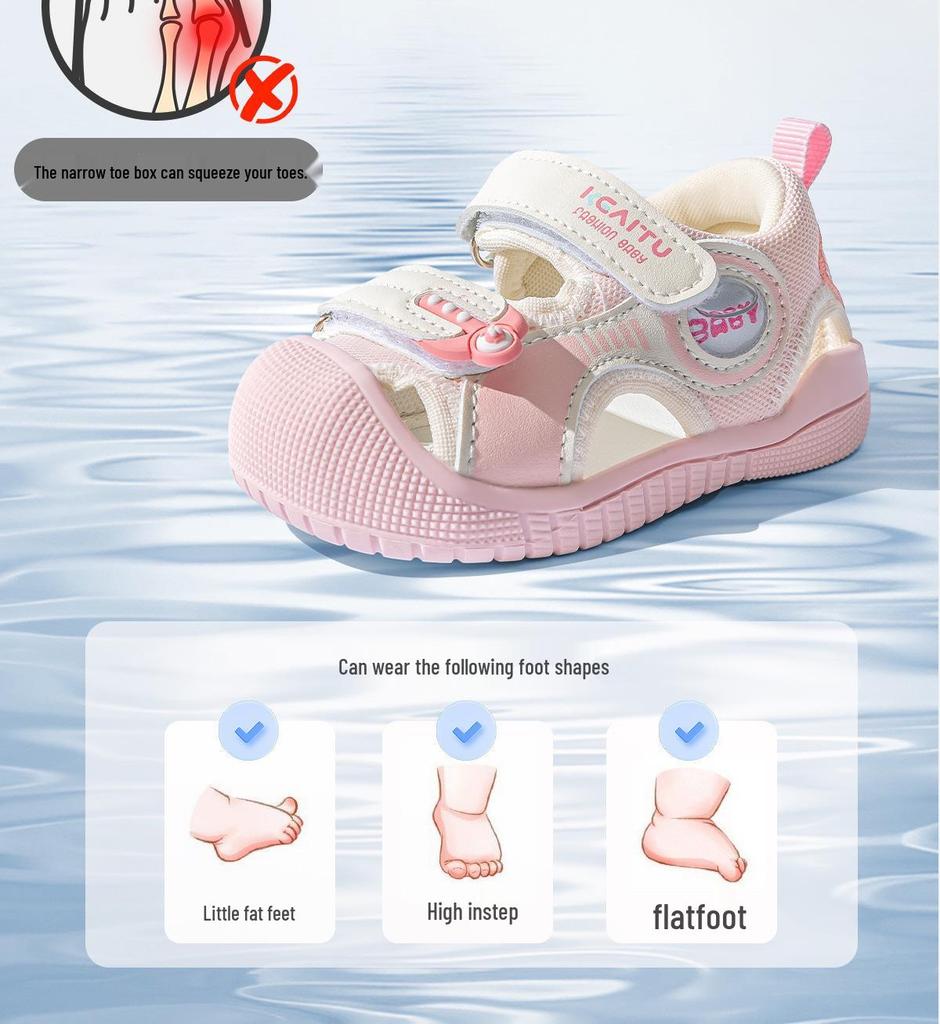 2025 Summer Infant Girls' Microfiber Anti-Collision Walking Sandals