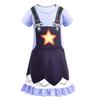 83018 Rochie Scurtă cu Mânecă Scurtă, Falduri, Imprimeu Negru-Mov, Lily Lovebraids, pentru Fete