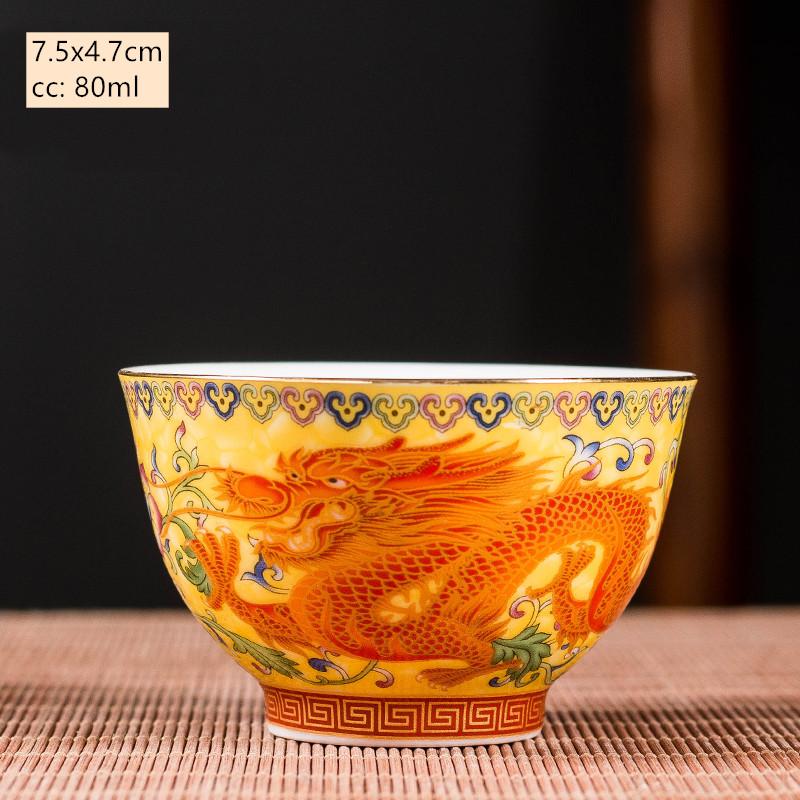 Ceramics Sancai Gaiwan Bowl Dragon and Phoenix Master Cup Tea Cup Handmade Enamel Color Tea Bowl High-end Respect Tea Set